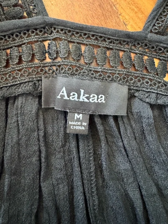 NWOT Aakaa Black Women's Swim Cover-Up Maxi Dress- size M - Picture 9 of 13